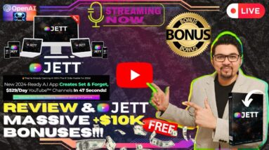 JETT Review⚡💻[LIVE] World's 1st A.I-Powered Faceless YouTube Channel Builder📲⚡FREE 10K Bonuses💲💰💸