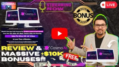 Cosmo AI Review⚡💻[LIVE] Transforms Your Ideas, Keywords & URLs Into Stunning Videos📲⚡FREE Bonuses💲💰💸