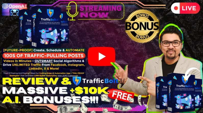 TrafficBoltAI Review⚡📲[LIVE] Create, Schedule & AUTOMATE 100s of Posts In Mins!💻⚡FREE 10K Bonuses💲💰💸